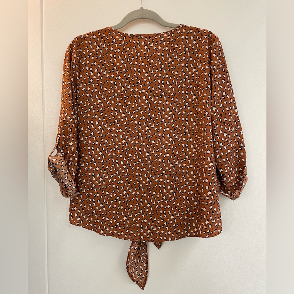 West Kei Animal Print, Tie Front Blouse - Picture 2 of 7